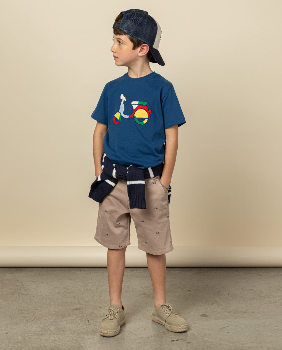 Camiseta niño logo chenille marino