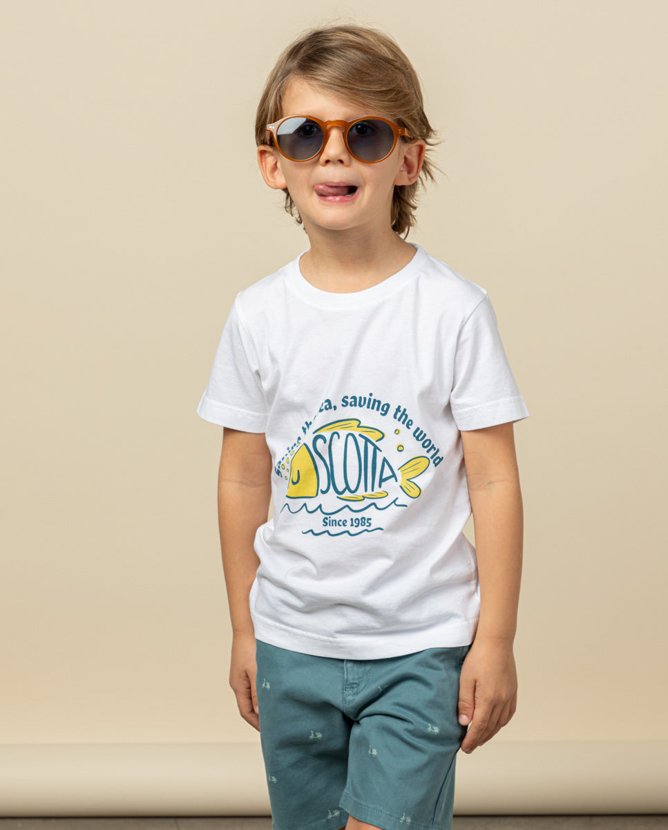 CAMISETA NIÑO SCOTTA FISH BLANCO