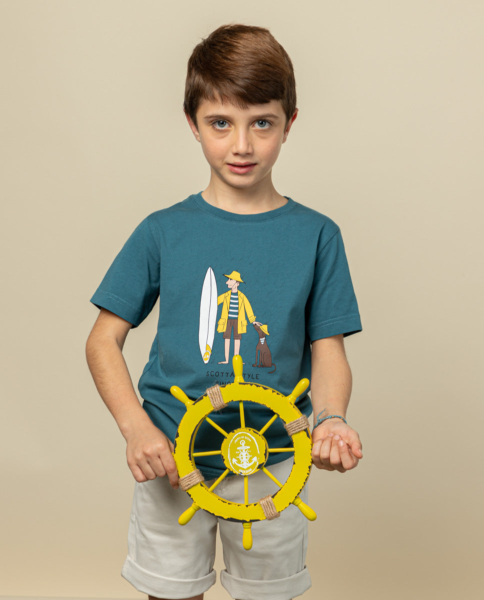 Camiseta jeans infantil Rainy para meninos