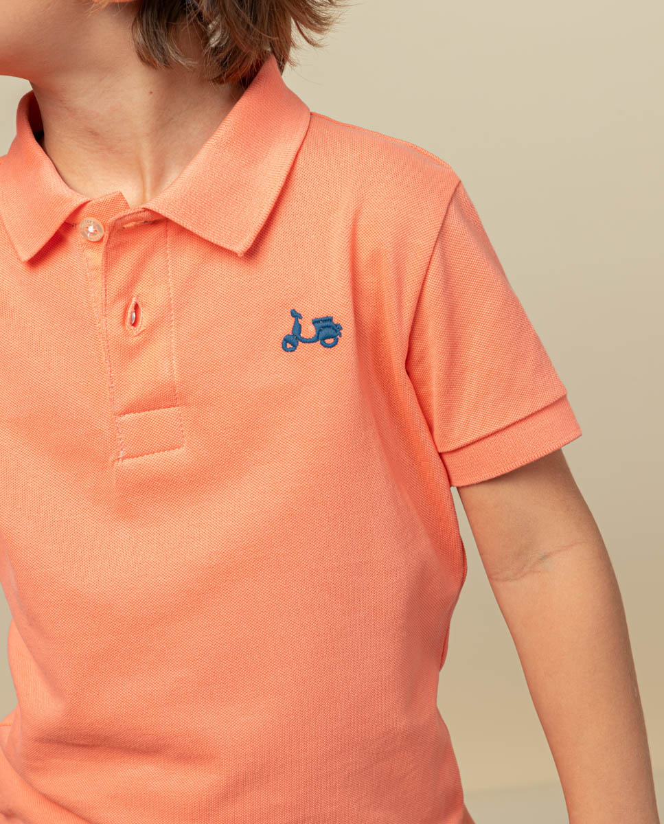 Polo niño classic coral flúor