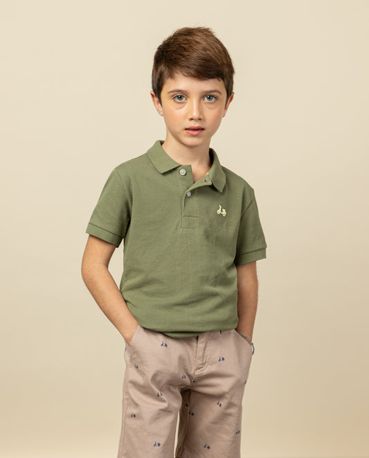 Polo niño classic logo flúor khaki