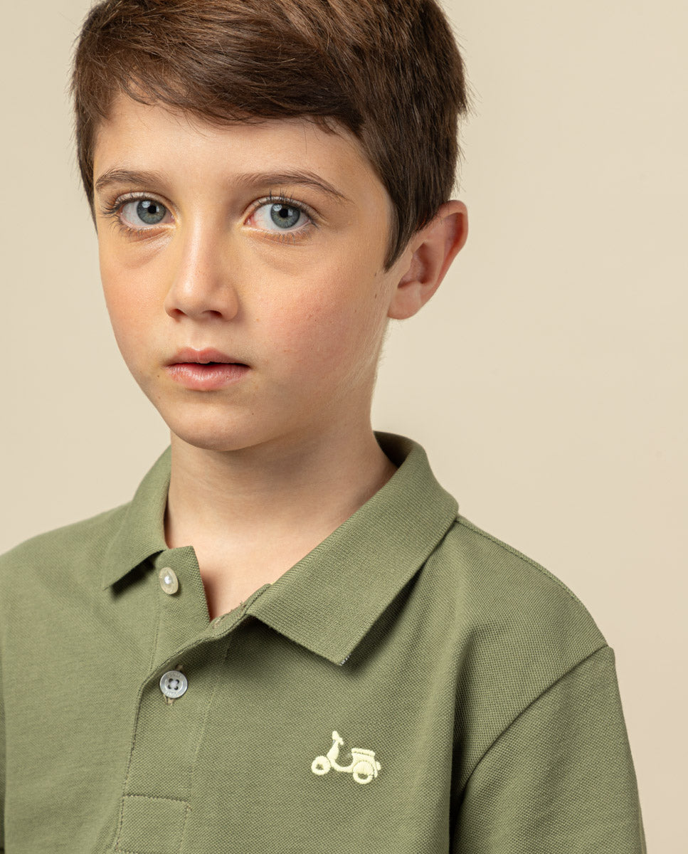 Polo niño classic logo flúor khaki