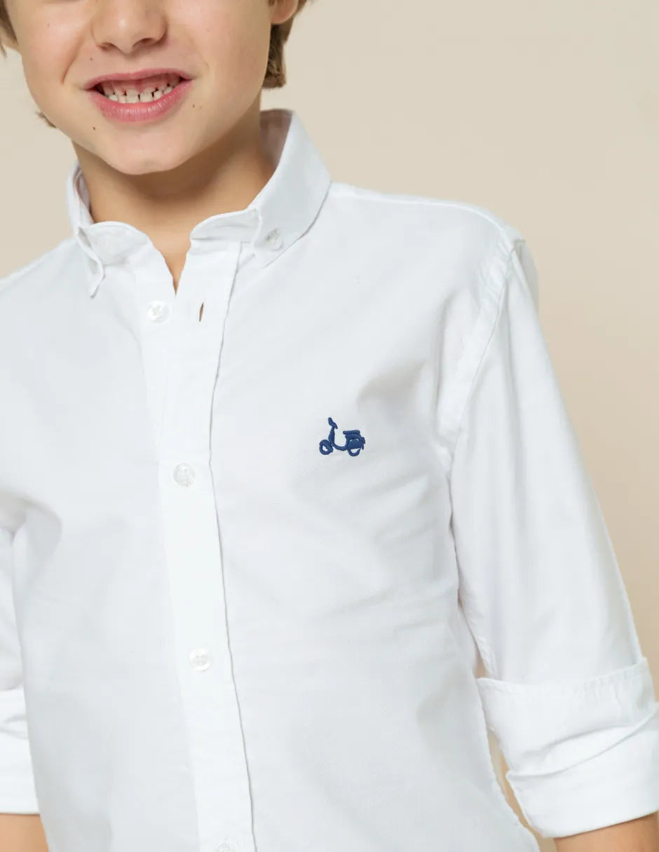Camisa de niño Oxford algodón blanco