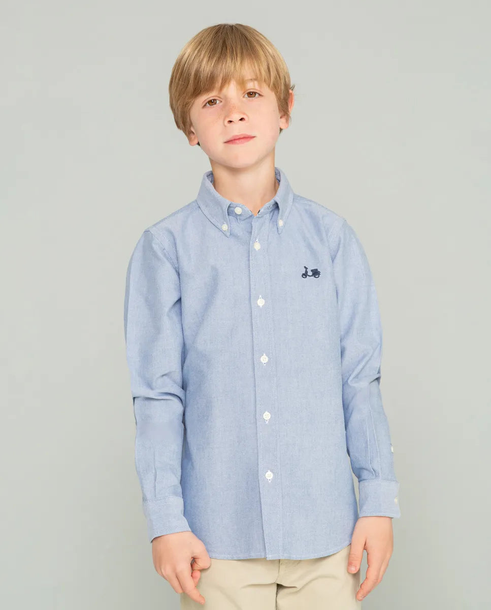 Camisa de niño oxford azul
