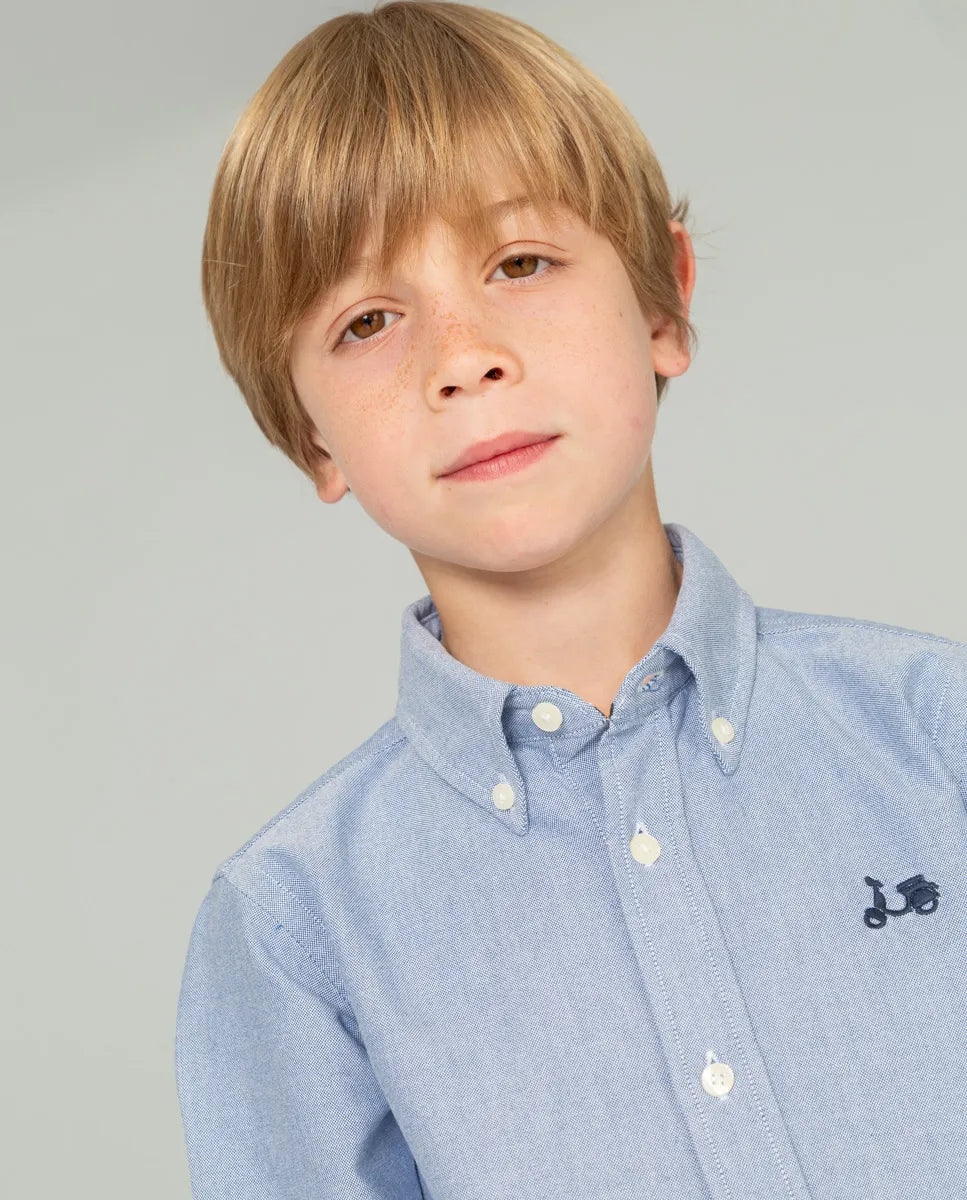 Camisa de niño oxford azul