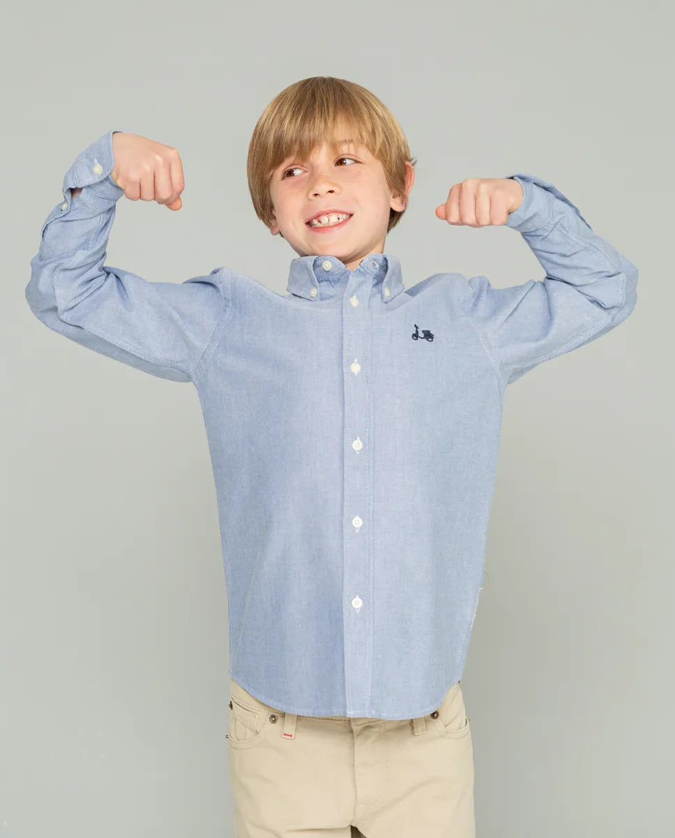 Camisa de niño oxford azul