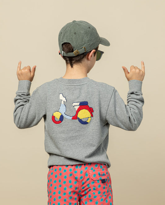 Sudadera niño logo chenille gris