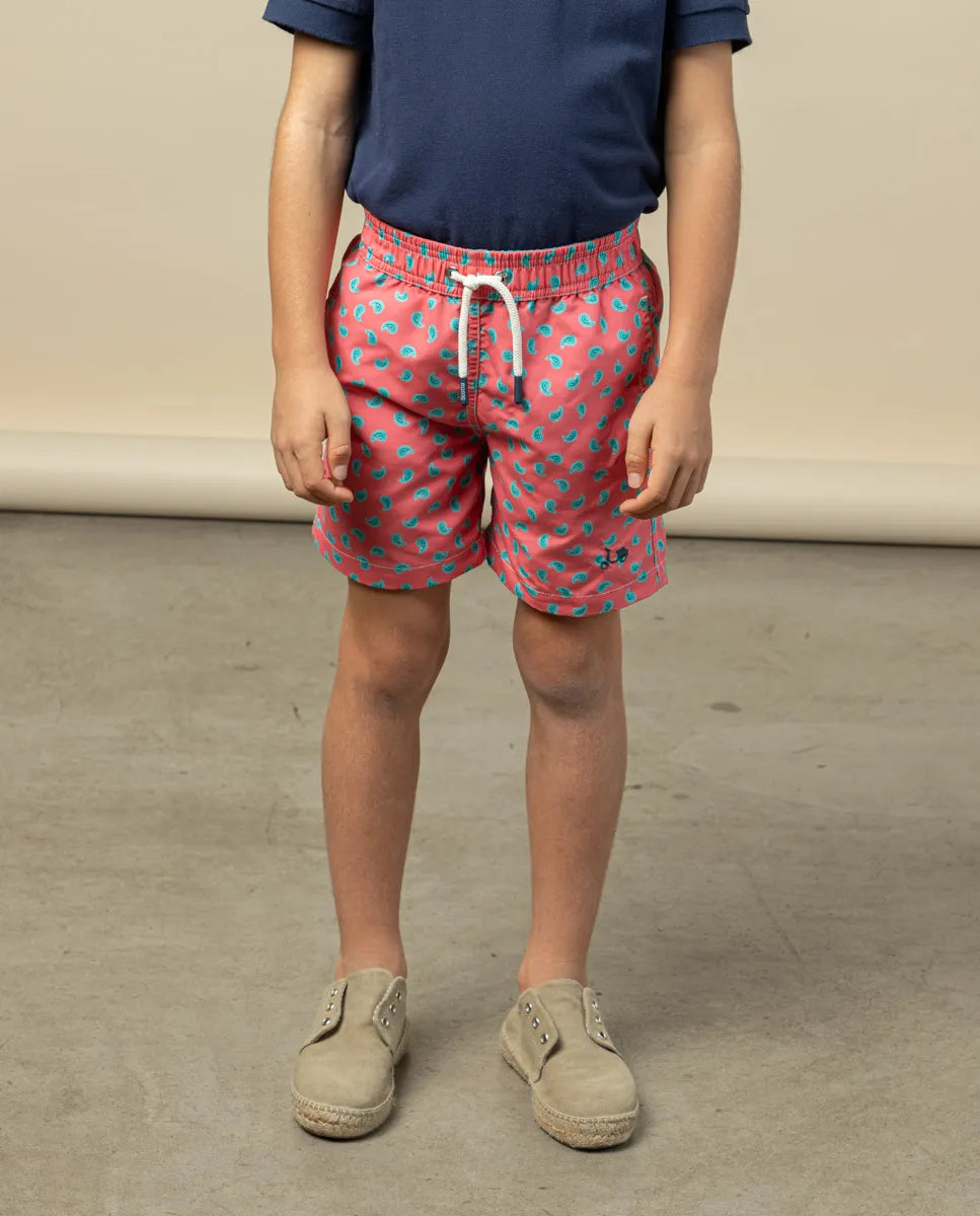 Maiô masculino Paisley eco-coral