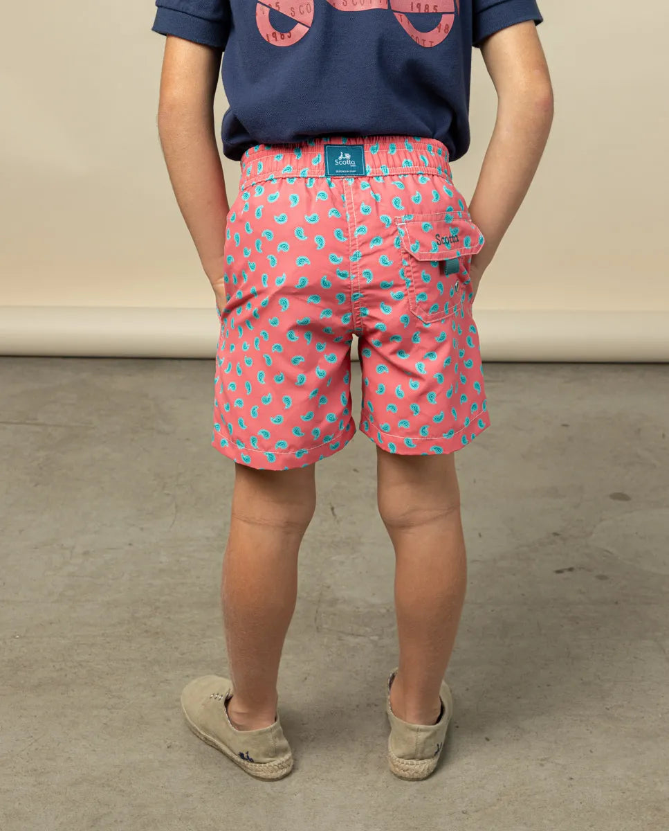 Maiô masculino Paisley eco-coral
