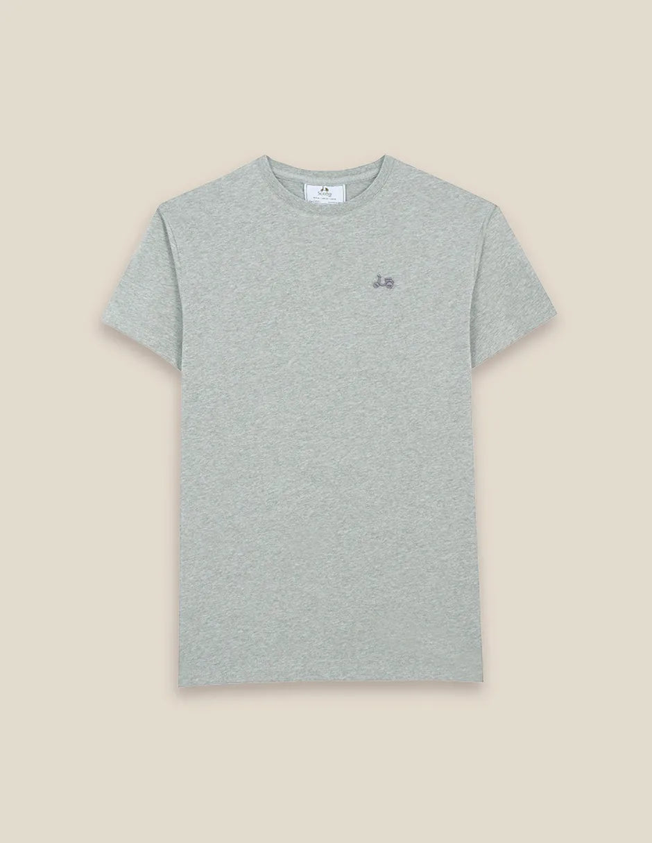 Camiseta hombre gris con dibujo en la espalda