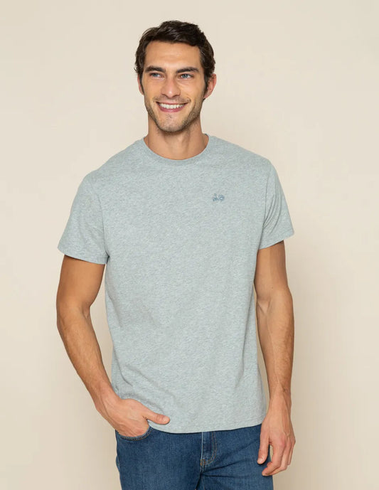 Camiseta hombre gris con dibujo en la espalda
