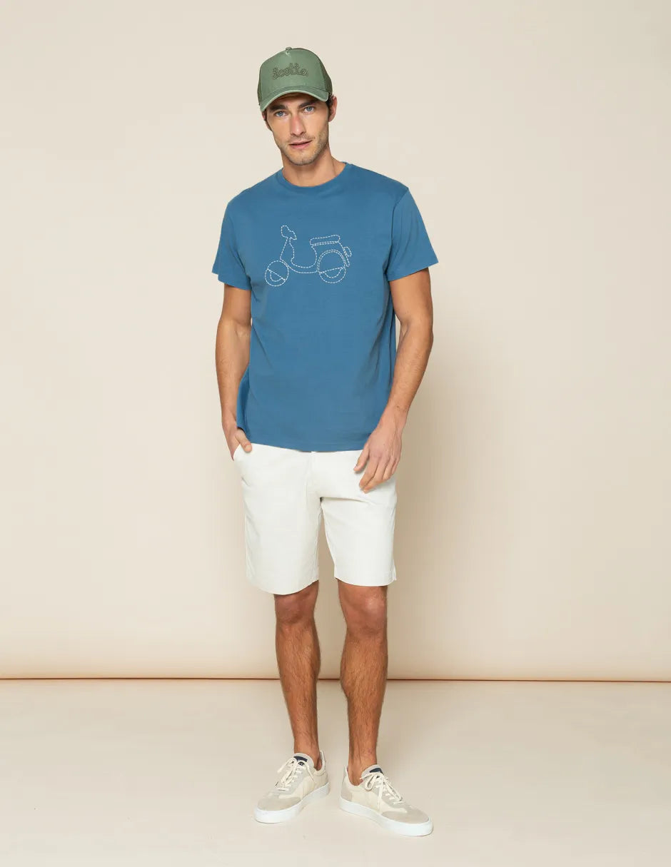 Camiseta hombre azul con bordado
