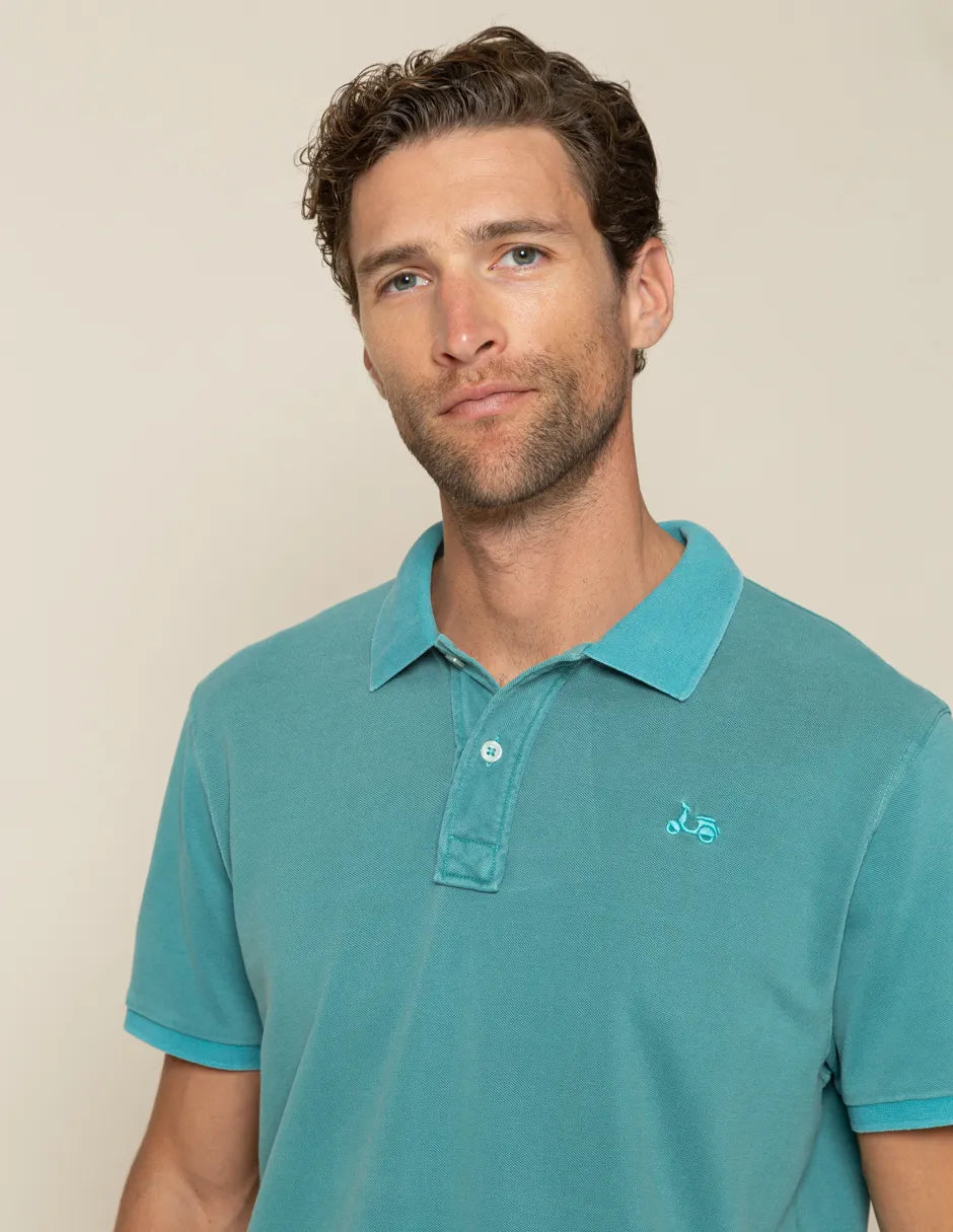 Polo de manga corta azul