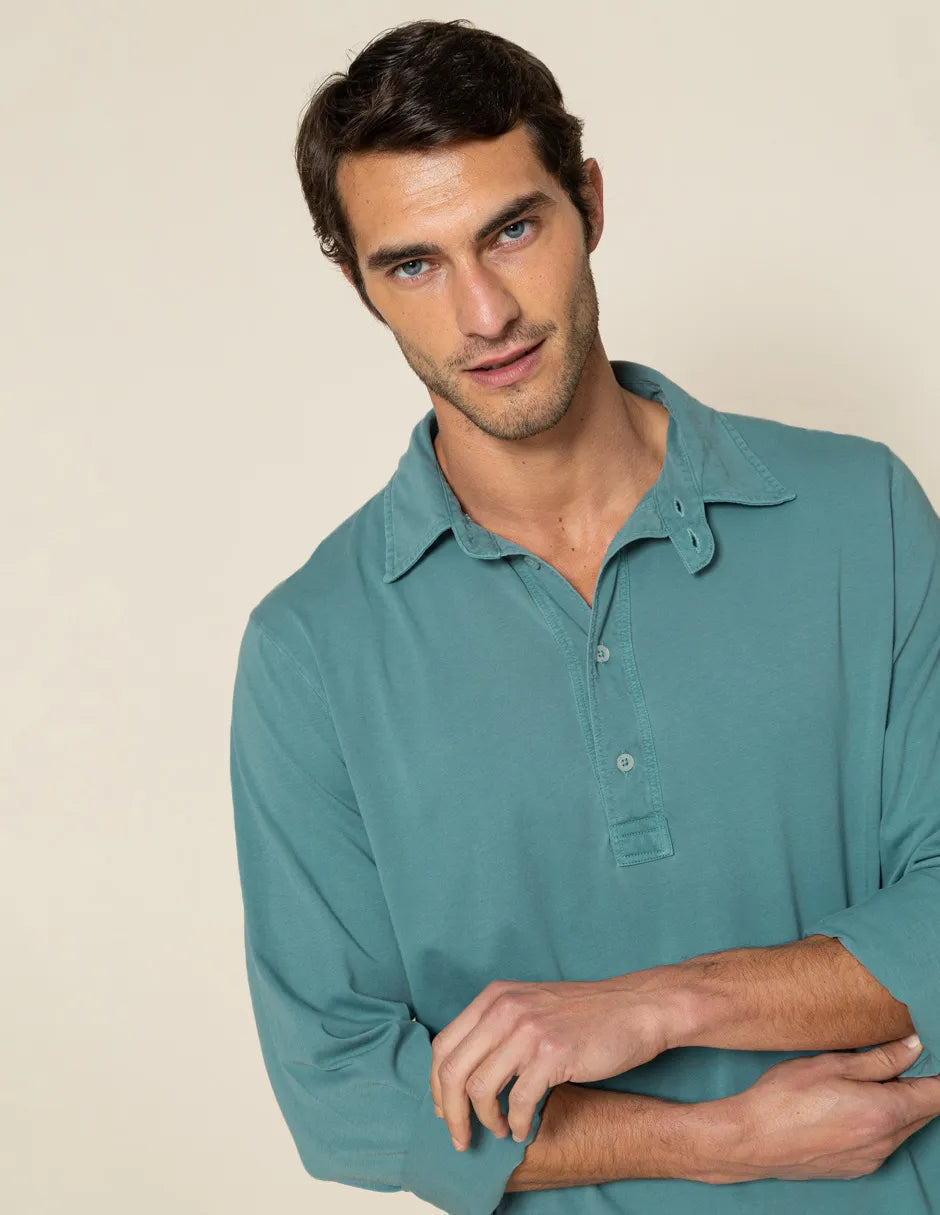Polo de manga larga azul