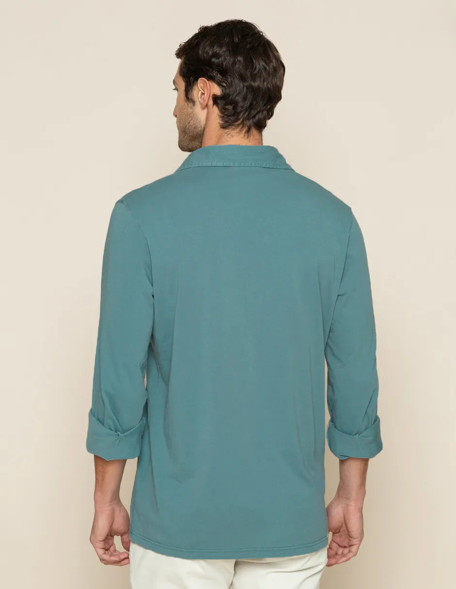 Polo de manga larga azul