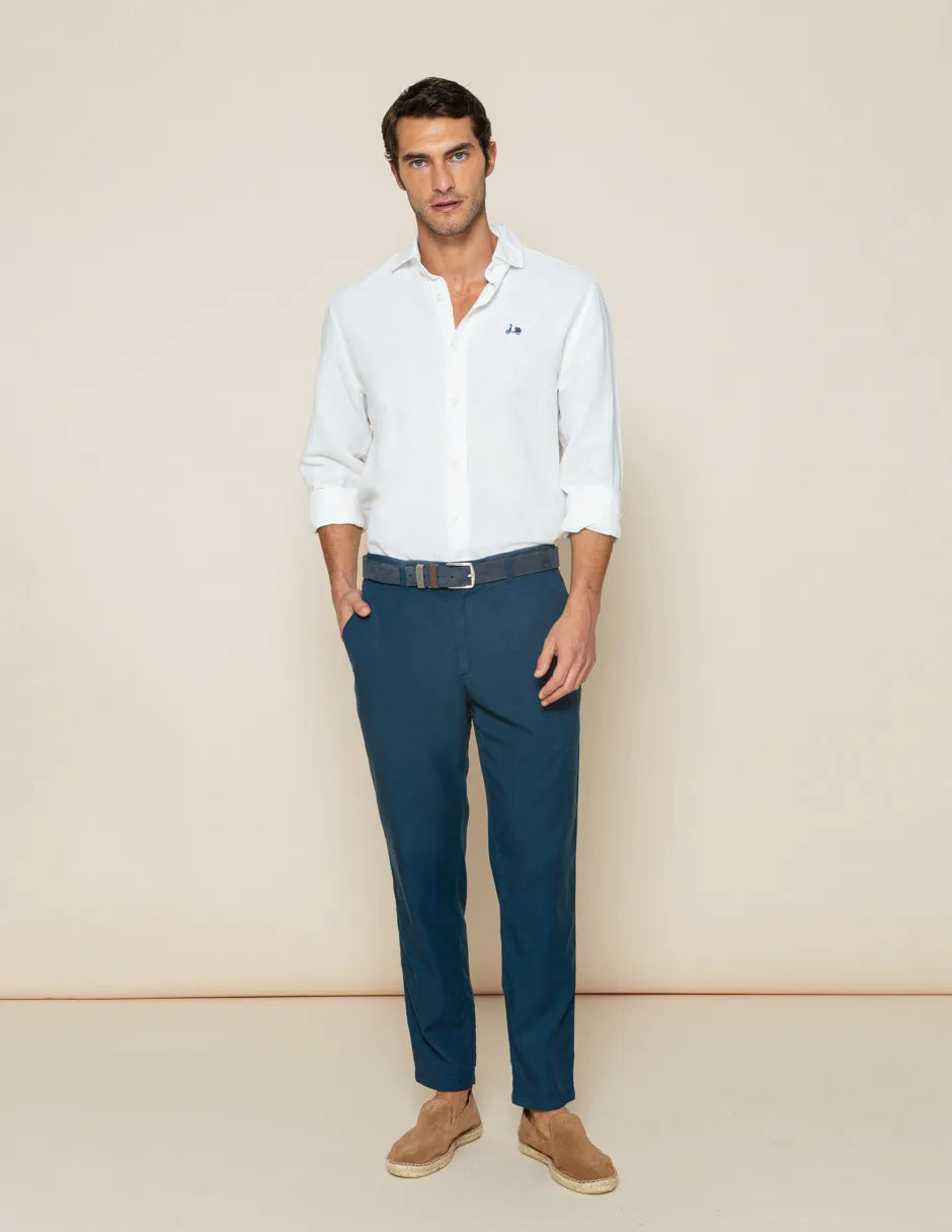 Camisa de hombre blanca de lino