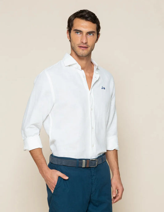 Camisa de hombre blanca de lino