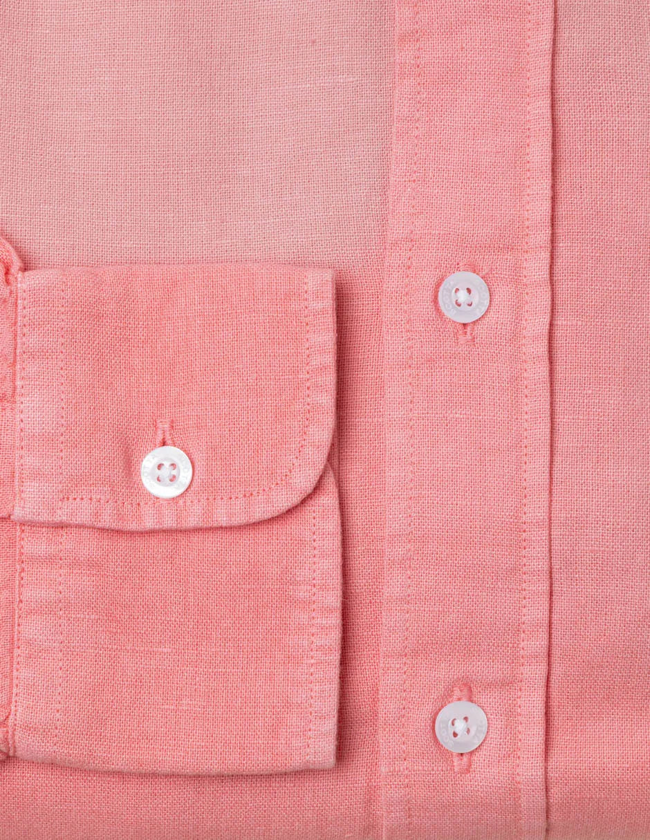 Camisa de lino rosa con logo moto