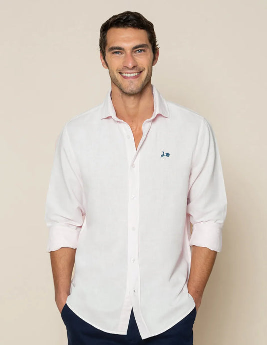 Camisa de hombre rosa de lino
