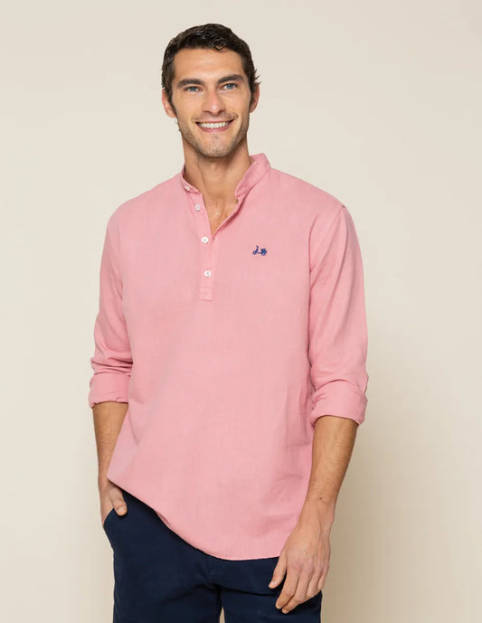 Camisa polera lino rosa