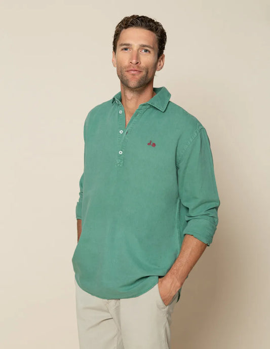Camisa polera de lino verde