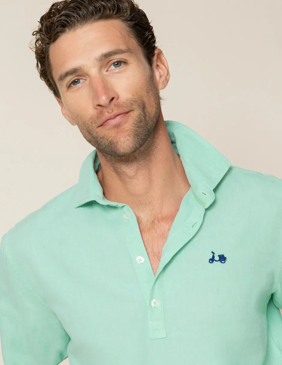 Camisa polera lino verde
