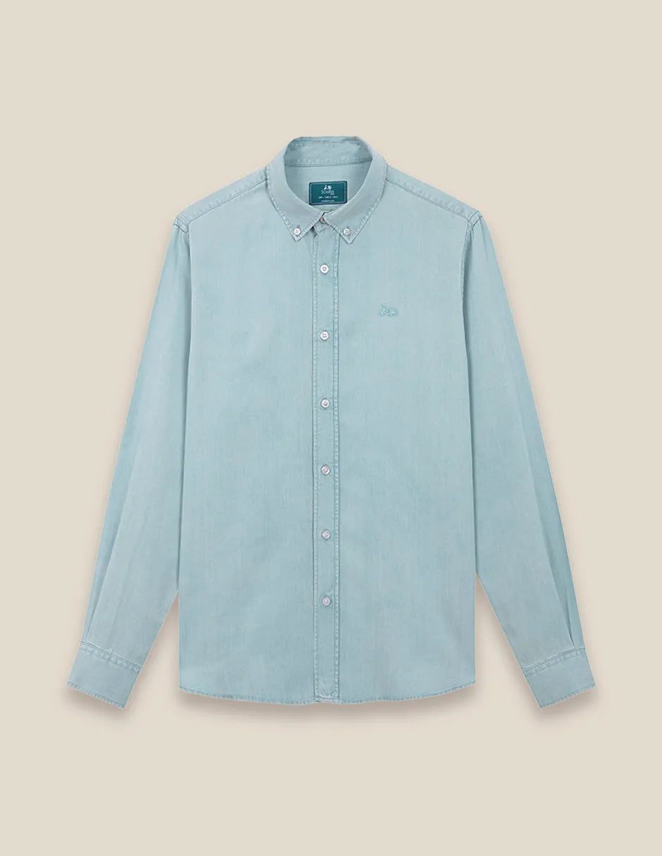 Camisa azul claro tencel hombre