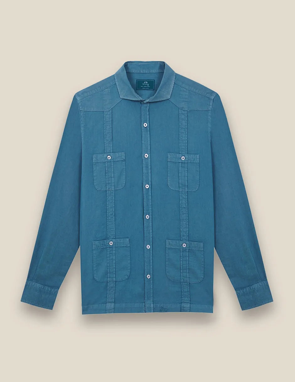 Camisa con cuatro bolsillos azul marino