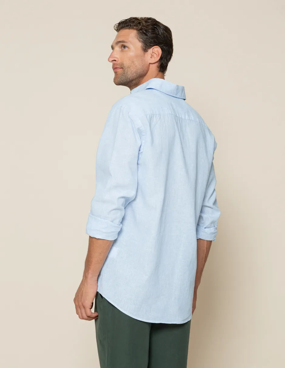 Camisa polo listrada azul claro li-co