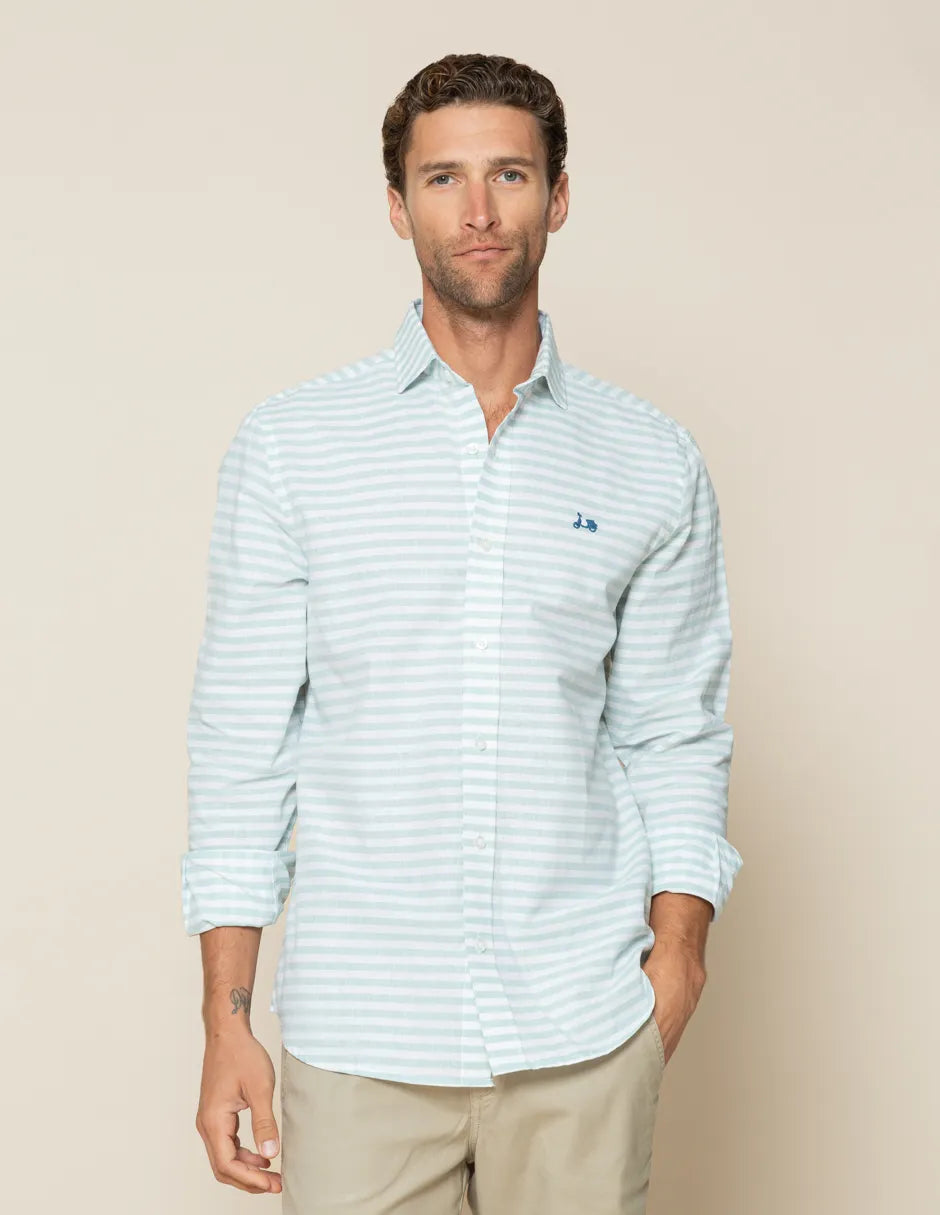 Camisa de rayas verde agua