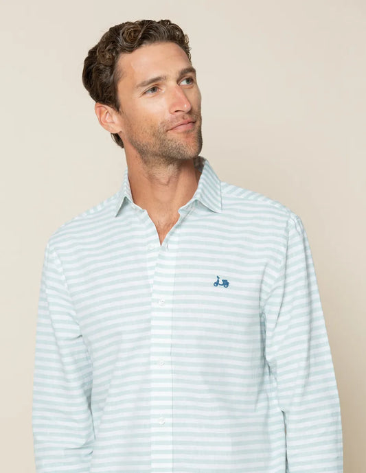 Camisa de rayas verde agua