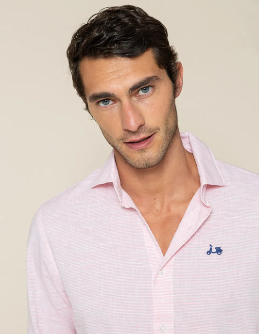 Camisa de rayas rosas