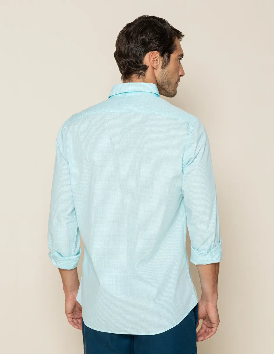 Camisa cuadros azules con logo