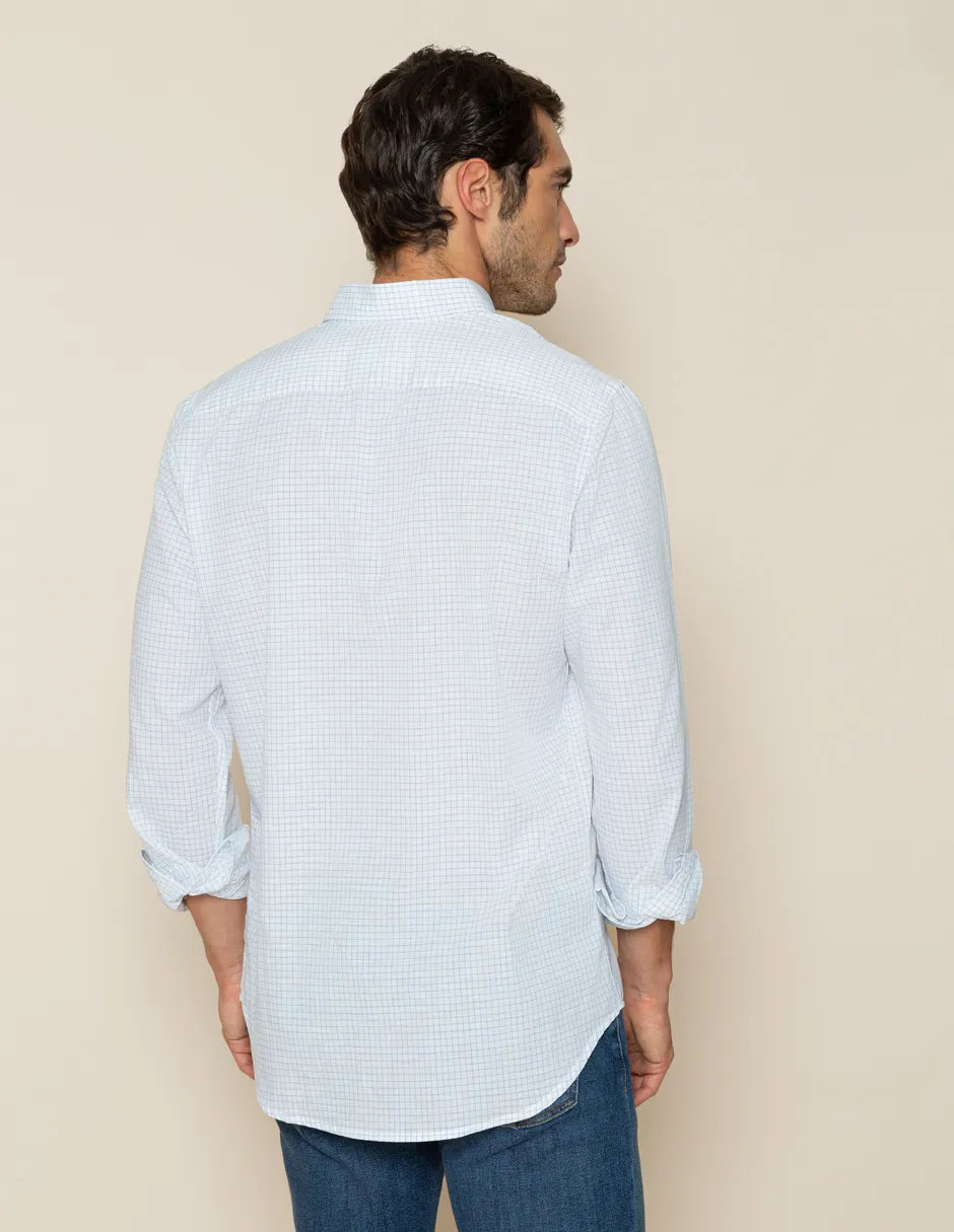 Camisa de cuadros azul de lino