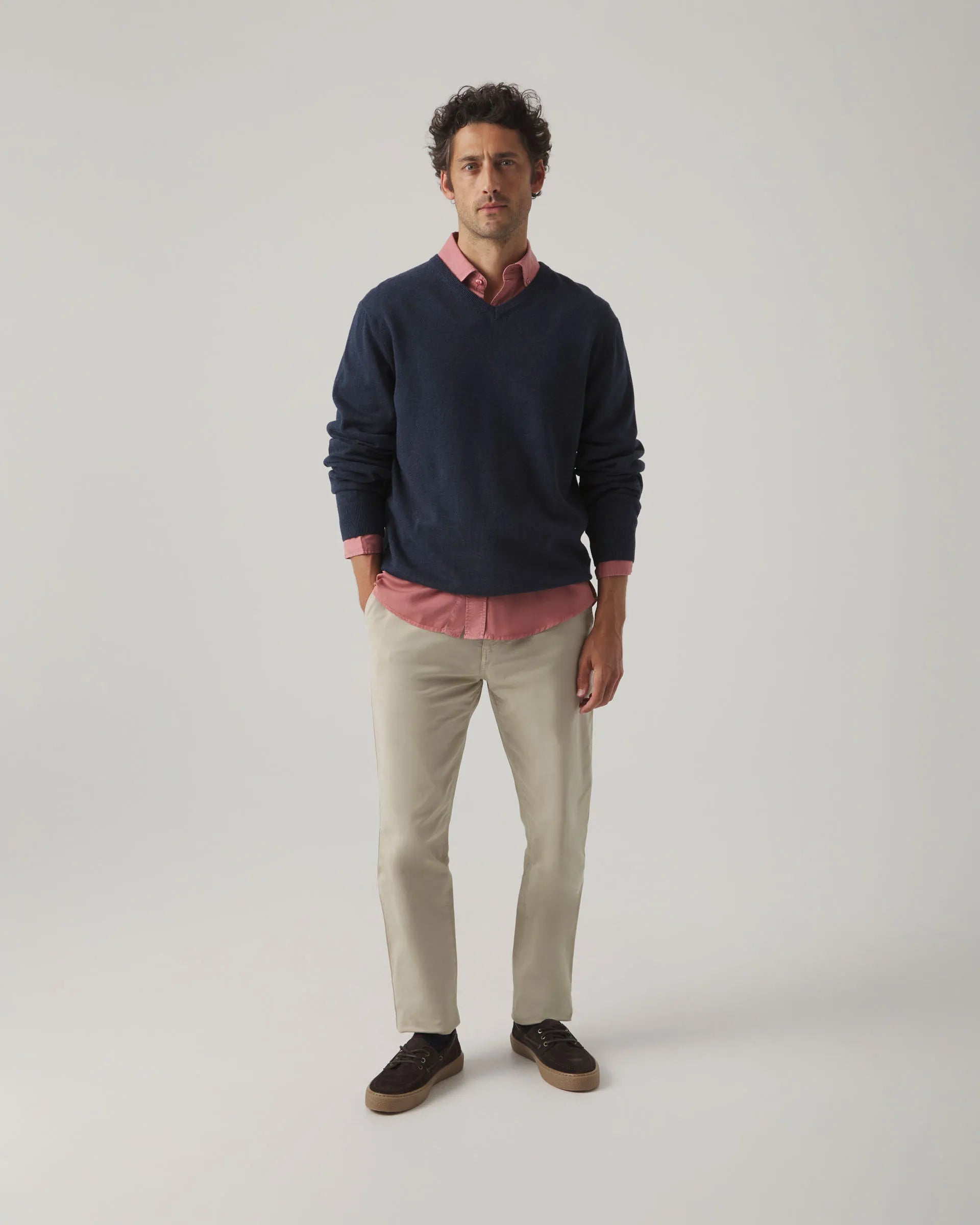 Jersey classic v neck cotton marino