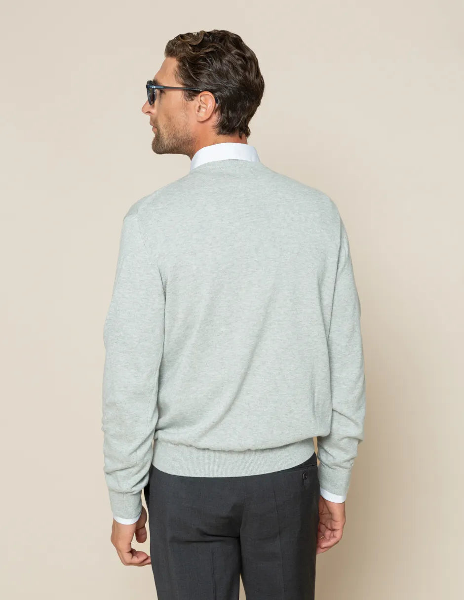 Jersey classic v neck cotton gris