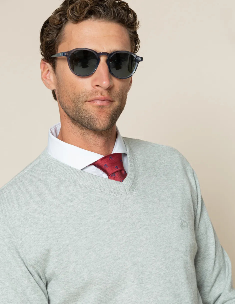 Jersey classic v neck cotton gris