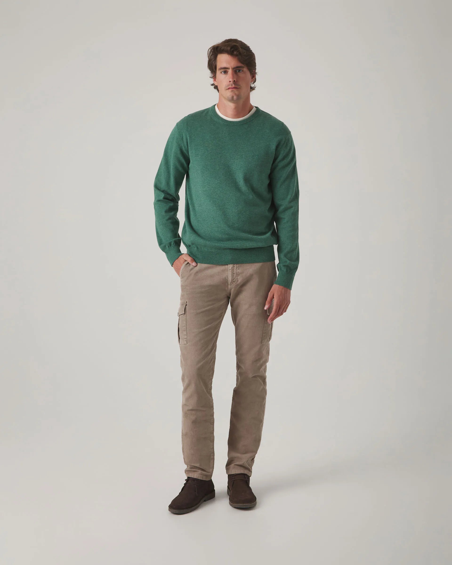 Jersey hombre cuello redondo verde