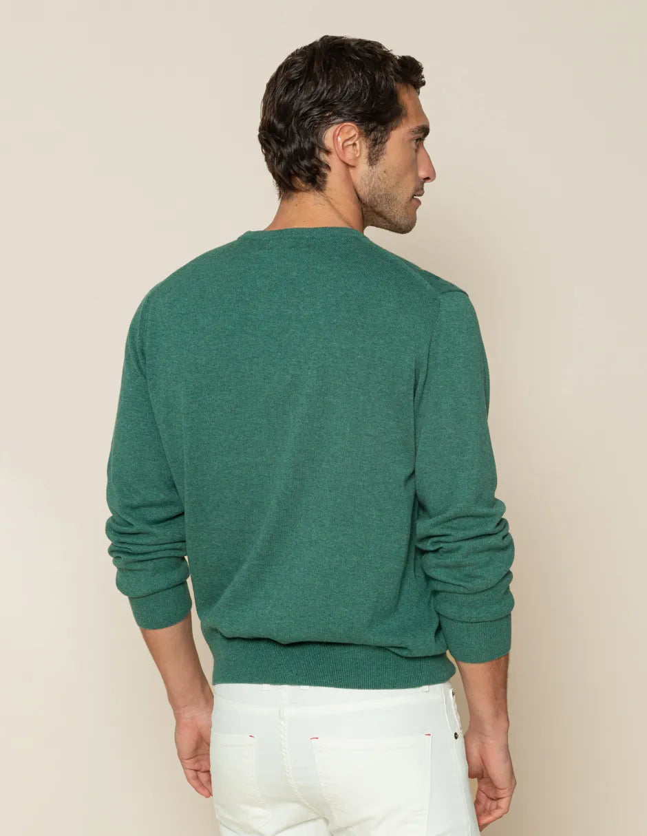 Jersey classic crew neck cotton verde grisáceo