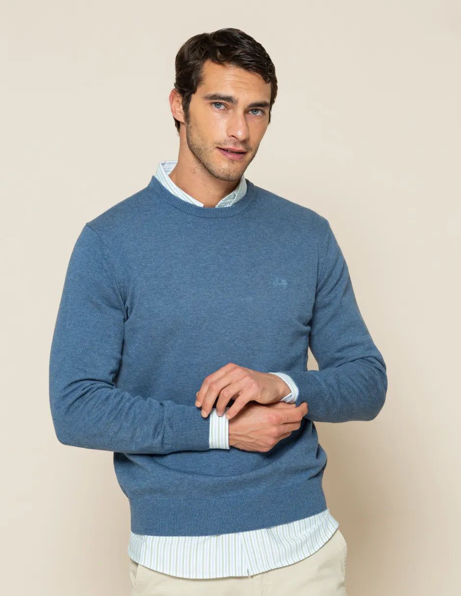 Jersey classic crew neck cotton denim