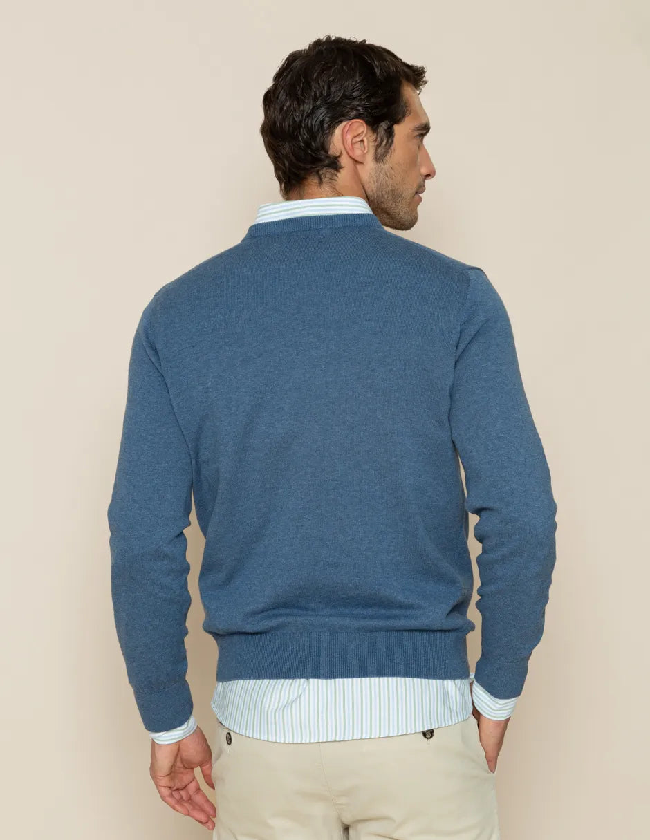 Jersey classic crew neck cotton denim