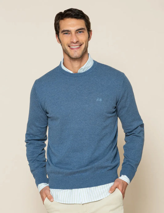 Jersey hombre cuello redondo azul
