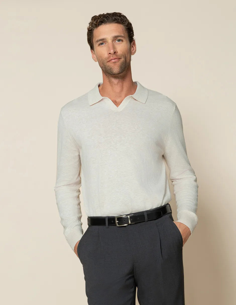 Jersey con cuello polo beige