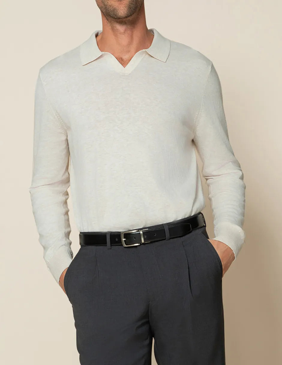 JERSEY POLO ORGANIC COTTON LINEN BEIGE | SCOTTA