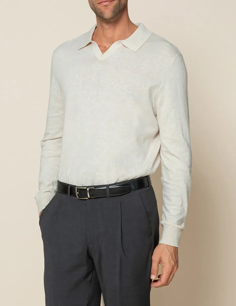 JERSEY POLO ORGANIC COTTON LINEN BEIGE | SCOTTA