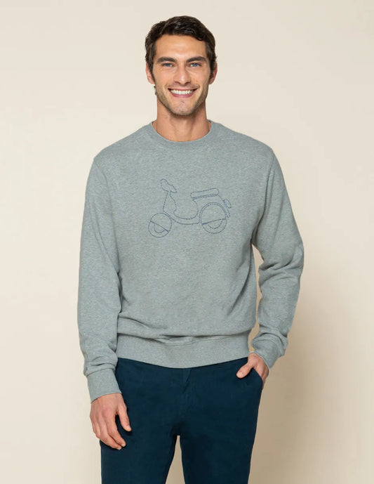 Sudadera de hombre gris bordada
