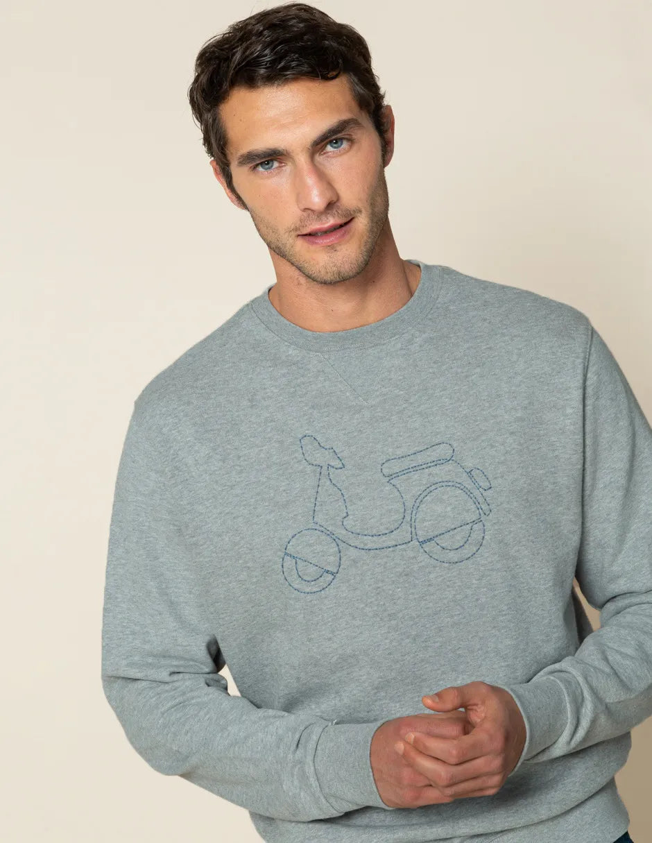 Sudadera de hombre gris bordada