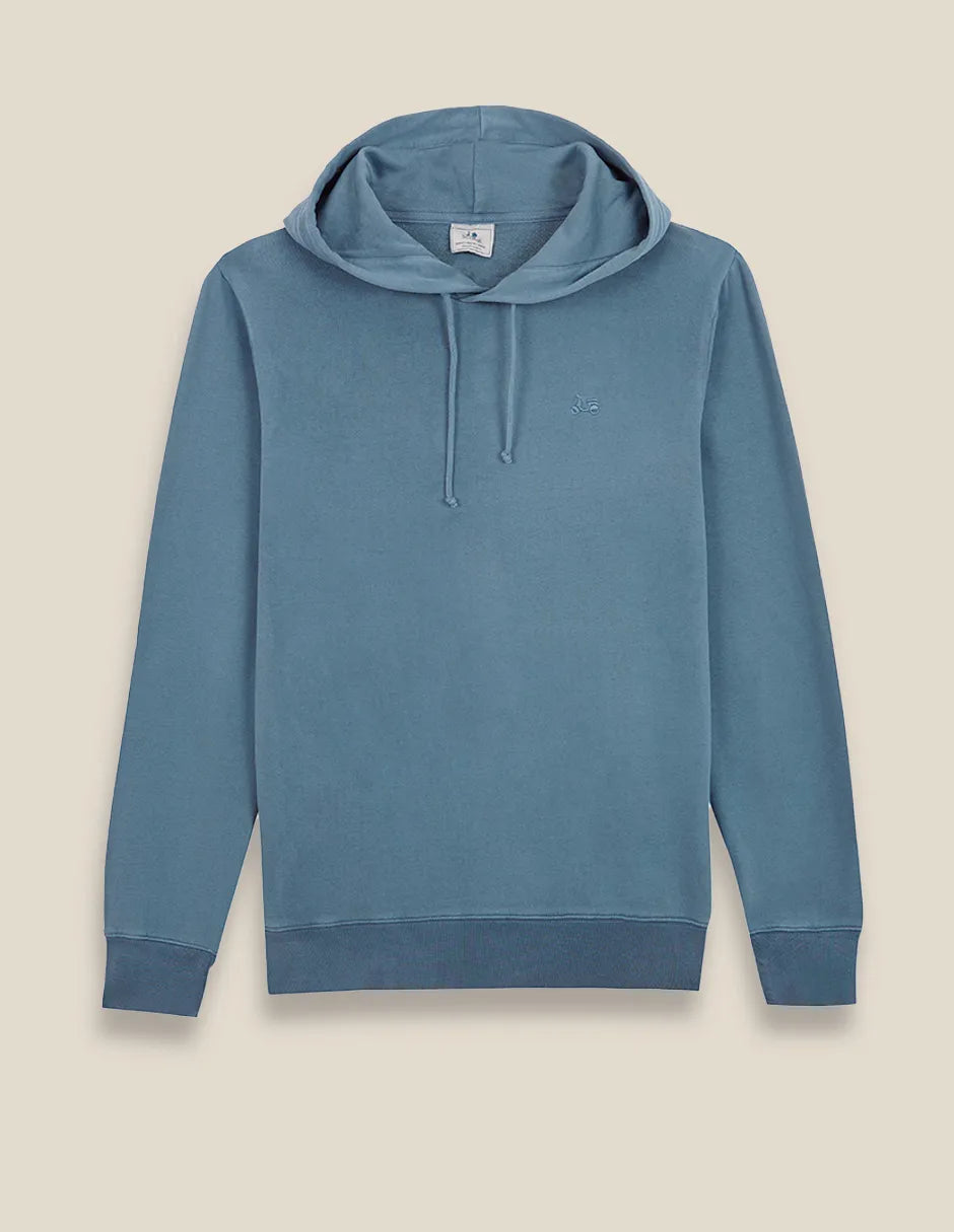 Sudadera con capucha azul.
