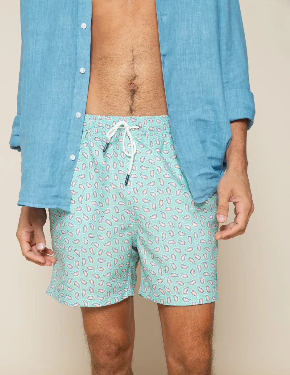 Bañador estampado verde agua