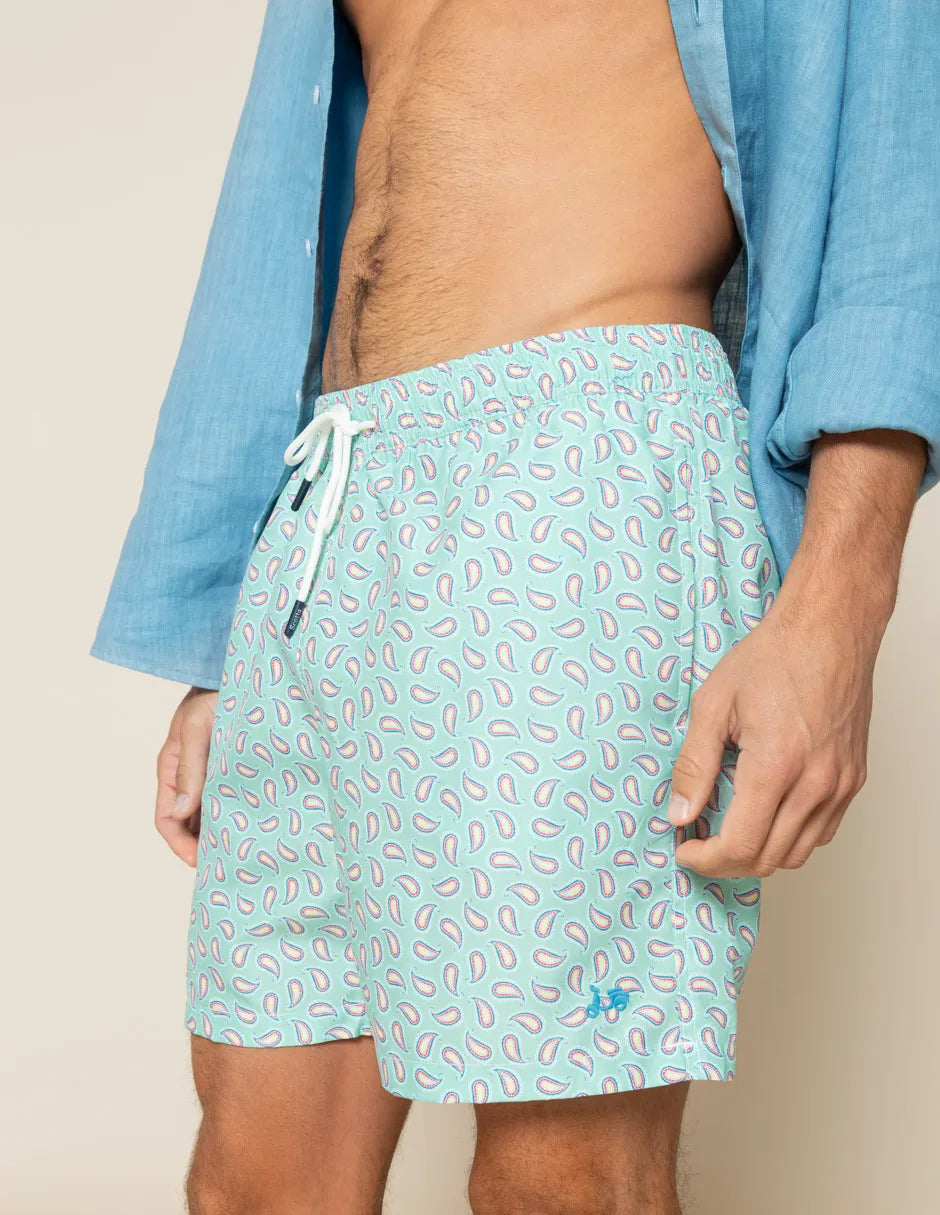 Bañador estampado verde agua